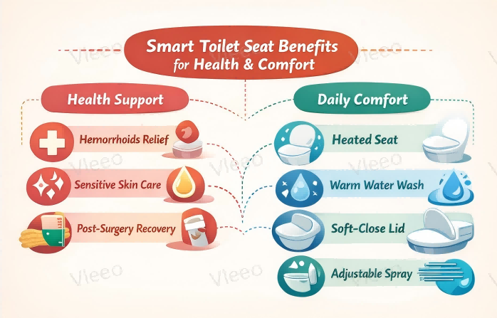 Smart toilet seat benefits for health and comfort