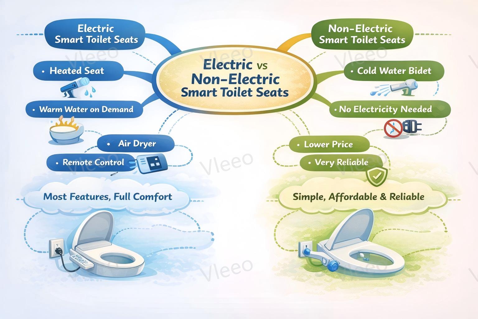 electric and non electric smart toilet seat