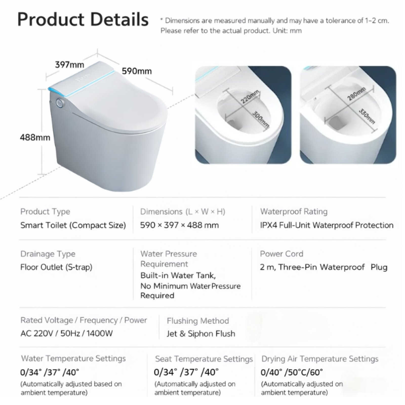 smart toilet with foam shield CL-640