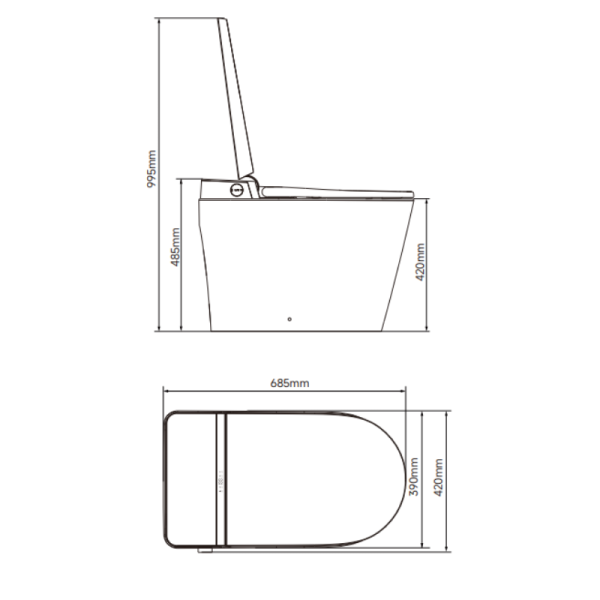 10-inch rough-in smart toilet CL-721