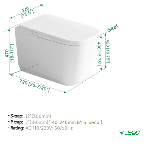 Rimless Smart Toilet with Bidet
