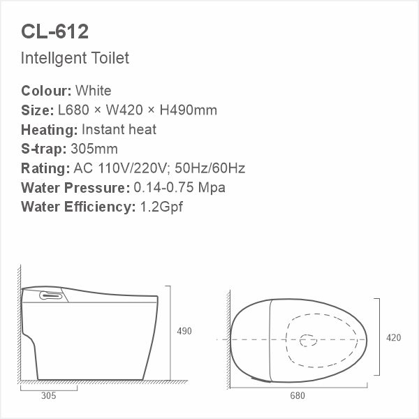 Smart Toilet OEM Manufacturer CL-612